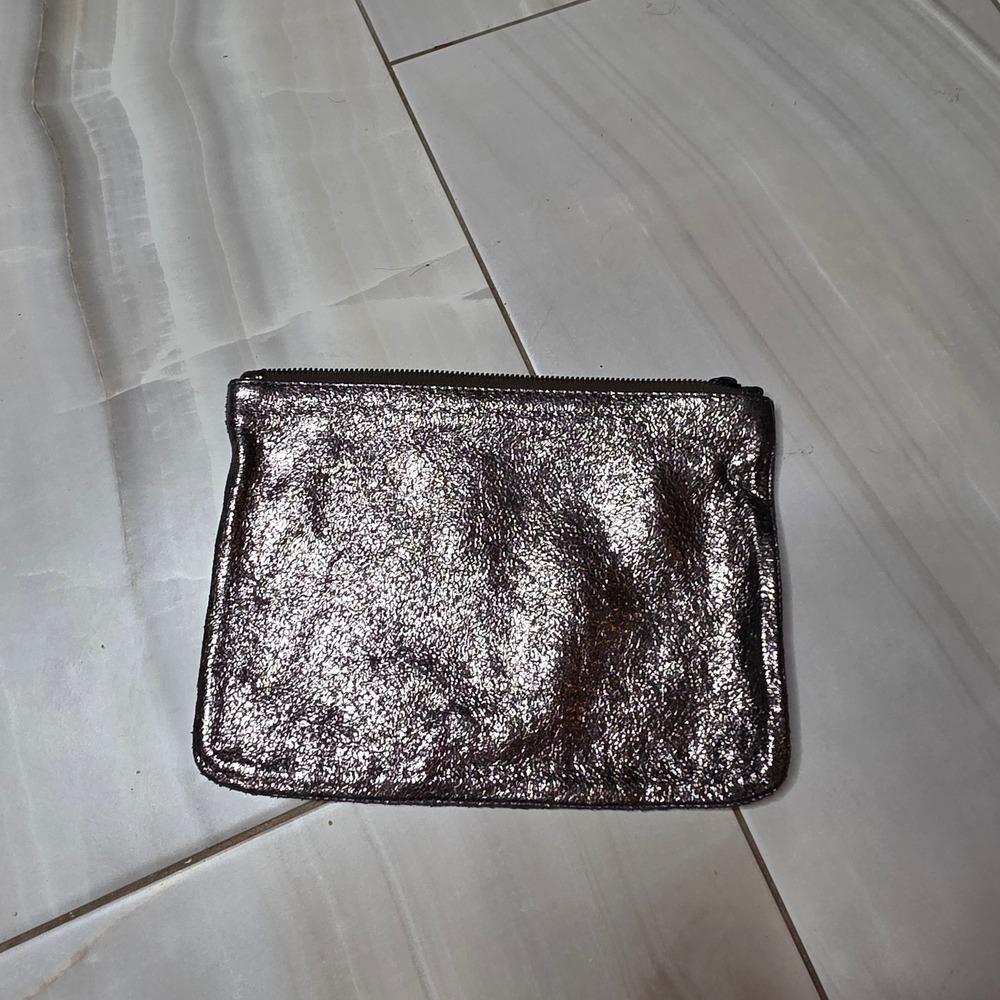 Neiman Marcus for Target Metallic Bronze Leather Zip Pouch Clutch Bag Q3/12